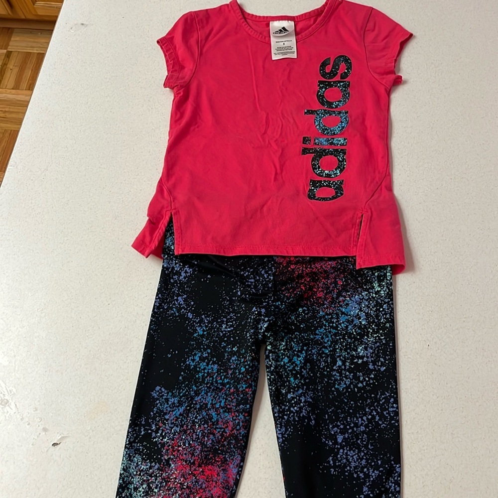 Adidas Girls Size 6 Capri Leggings and Shirt